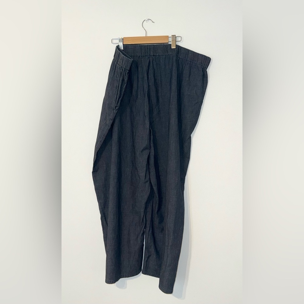 Eileen Fisher Twill Denim V Neck Long Tunic Top and Pants Set - Picture 10 of 14